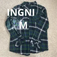 INGNI グリーン系チェック 長袖シャツ★M