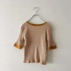 ⬛︎美品【センスオブプレイス】リンガーボーダーTシャツ(5分袖) オレンジのサムネイル