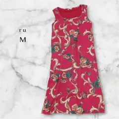 【アールユー】ru ノースリーブワンピース 華やか花柄 ピンク Mサイズのサムネイル
