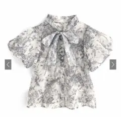 GRL 花柄シアーボウタイバルーンスリーブブラウス gn100 ブラック