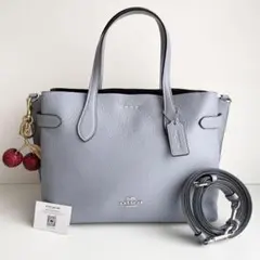 COACH コーチ ハンドバッグ ハンナ クロスボディ 2way レザー 水色