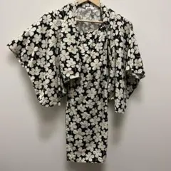 浴衣　白花柄 ブラック地 夏祭り・花火大会に♪