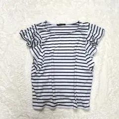 美品✨【イング】フレア袖 ストライプ カジュアル 綺麗め Tシャツ カットソー