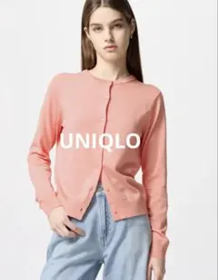 お値下げ 新品未使用 ユニクロ UVカットクルーネックカーディガン ピンク
