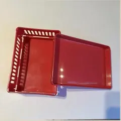 食品保存容器 レッド 蓋付き 長方形のサムネイル