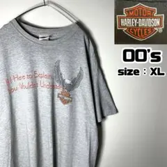 00s 古着 ハーレーダビッドソン Tシャツ 半袖 プリント イーグル グレー