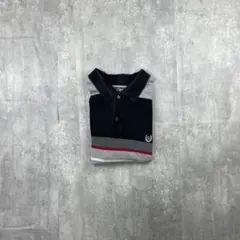 CHAPS ボーダー 半袖ポロ XXL グレー 黒 赤 刺繍ロゴ コットン古着夏