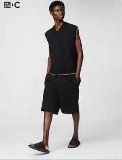 UNIQLO:C／ブラック／スウェットワイドショーツ／M