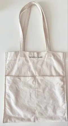 LOWRYSFARM トートバッグ 白 ホワイト アイボリー 前ポケット