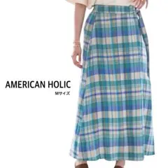 ✨期間限定セール✨AMERICAN HOLIC　ラップ風チェックスカート　Mのサムネイル