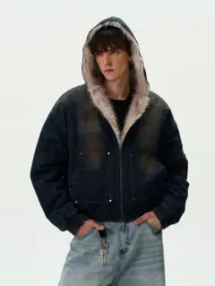 MADWITCH ダークブルーデニムジャケット y2k フリース