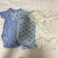 プチバトー　半袖ボディ（前開き）3枚セット