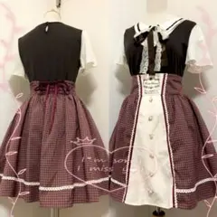 【2点セット】カントリーフレアスカート、リボン付きカットソー★axesfemme