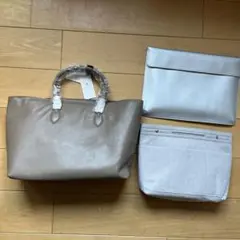 Accentureライトグレー ビジネスバッグ 牛革