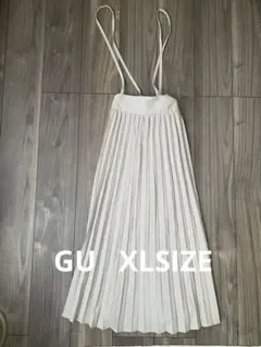 GU グレージュ プリーツサスペンダースカート XL