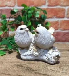 鳥 インテリアオブジェ ２羽の小鳥 置物 アンティーク調 ガーデニング雑貨
