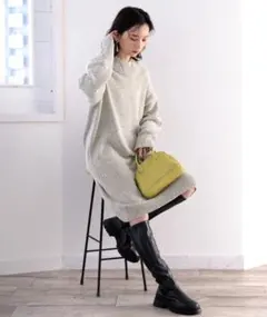 ニットワンピース M グレー レディース ミニワンピース おしゃれ