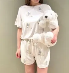 ジェラートピケ【COOL】しろくま柄Tシャツ& しろくま柄ショートパンツ