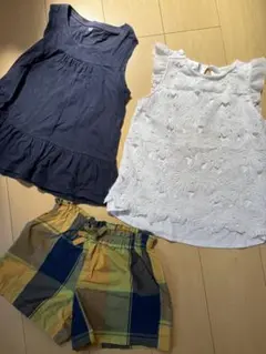 【値引き中】春夏女の子まとめセット　130 タンクトップ2枚 ショートパンツ
