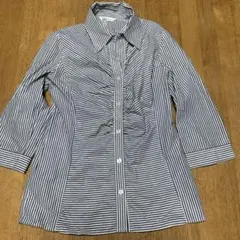 ストライプ柄七分袖ブラウス