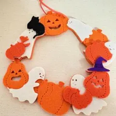 【ナチュラルキッチン】ハロウィン リース かぼちゃ おばけ 黒猫 壁掛け 秋