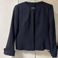 INTERPLANET ネイビーノーカラージャケット 40