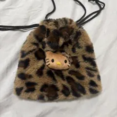 日焼けキティ ヒョウ柄 巾着 ポーチ