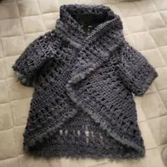 ダークグレー ポンチョ ケープコート (膝掛けにも