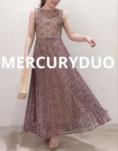 マーキュリーデュオ　レース×プリントフラワープリーツワンピース