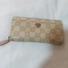 Coach 長財布 ハート柄 ベージュ