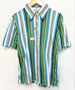 新品　70s 80s　PLAYBOY　半袖　マルチストライプシャツ　メンズ　Lのサムネイル