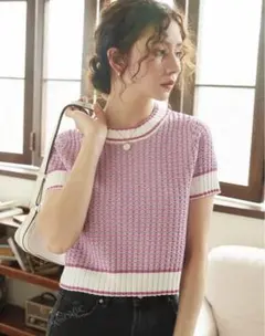 SHEIN シーイン knit mix ストライプパターン ニットトップス