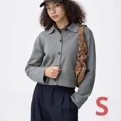 GU ミラノリブポロカーディガン Sサイズ グレー