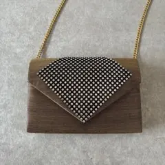 【新品未使用】ラインストーン 装飾 ゴールドクラッチバッグ