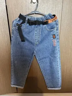 デニムパンツ ウエストゴム ベルト付き