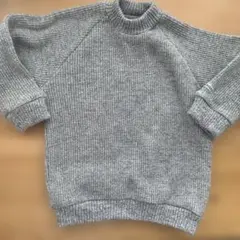 オーシャンアンドグラウンド　グレー リブ編み 長袖セーター 90