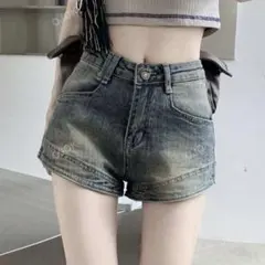 SHEIN サマー カジュアル ビンテージ ウォッシュ デニムショーツ