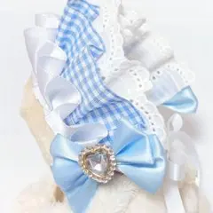 ボンネット風ヘッドドレス ぬい服 あんスタ いつぬい いつも一緒ぬい 水色 白のサムネイル