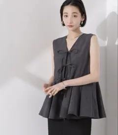 【NANO universe】前後2way リネンライク ジレブラウス