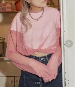 SHAGGIE メッシュロングスリーブトップス ピンクのサムネイル