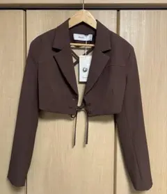 ブラウン クロップドジャケット ショート丈ジャケット ベルシュカ bershkaのサムネイル