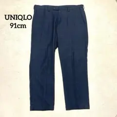 UNIQLO ネイビーチェックパンツ きれいめ メンズ ユニクロ 91cm