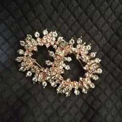 【2個セット】ローズゴールド クリスタルブローチ