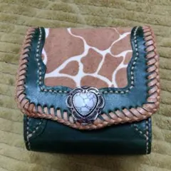 レザー製コインケース 緑茶色