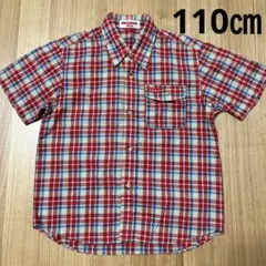 美品・ミキハウス　半袖襟付きチェックシャツ