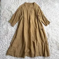 パルティクラール リネン100% ロングワンピース マスタード
