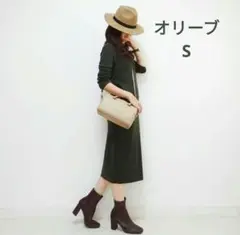 UNIQLO ニットIライン ワンピース オリーブ S