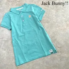 Jack Bunny!! ロゴワッペン 鹿の子素材 通気性 半袖 ポロシャツ 0