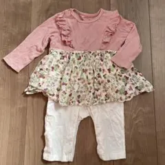 kid's zoo フリル付き　花、木苺柄ロンパース
