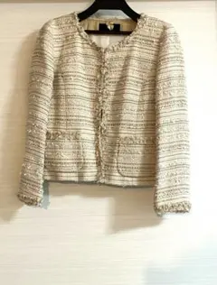 ✨美品✨INED アイボリー ツイード ノーカラージャケット セットアップ